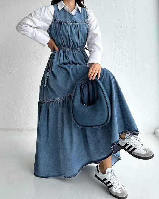 Robe en denim stretch