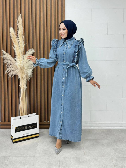 Robe en jean boutonnée